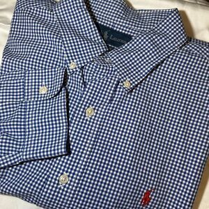 Ralph Lauren Mens XL Blue checker Long sleeve button up shirt